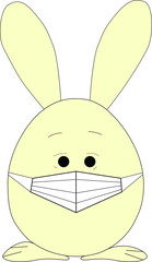 Easter bunny with mask. Cute self isolated egg-rabbit. Vector bunny.