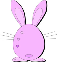 Pink Easter Bunny. Vector rabbit. Girlish bunny. Cute egg-rabbit.