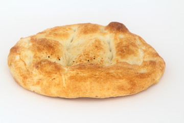 Turkish ramadan pita bread, isolated on white background