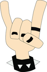 Rock-n-roll hand sign, vector rock logo