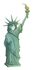 Fototapeta premium statue of liberty with protection mask