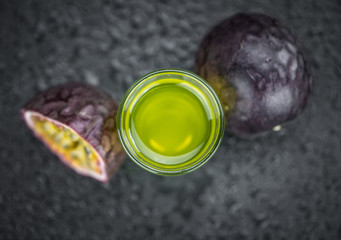 Passion Fruit Liqueur (selective focus; detailed close-up shot)