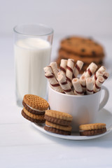 Cookies on the plate and mug