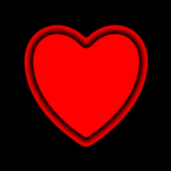 Heart icon in black background. Illustration.