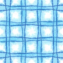 Behang Hand getekende naadloze patroon inkt streep op witte achtergrond. Blauwe en witte textuur. Sieraad in trendy kleuren. Voor design textiel, print, behang. © Tatiana 