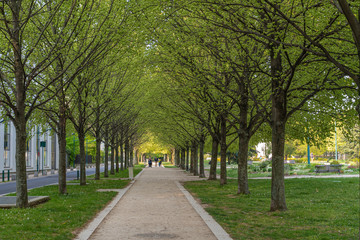 Naklejka premium Gennevilliers, France - 04 11 2020: Walk around my home during coronavirus confinement