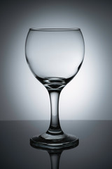 Product photography: shot of an empty transparent wine glass
