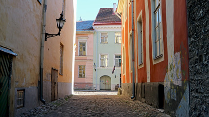 Fototapeta na wymiar Street in Tallinn Old Town, Republic of Estonia