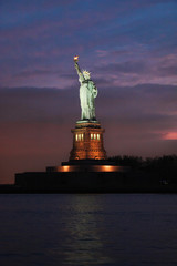 statue of liberty at night