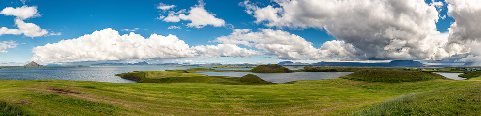Fototapeta na wymiar Myvatn pseudocraters in northern Iceland (panorama)