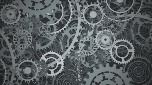 Animated gears background. Machinery steampunk style background, backdrop. Motion graphic design concept background.