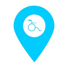 Wheelchair store location map pin pointer icon. Element of map point for mobile concept and web apps. Icon for website design and app development. Premium disability icon sign