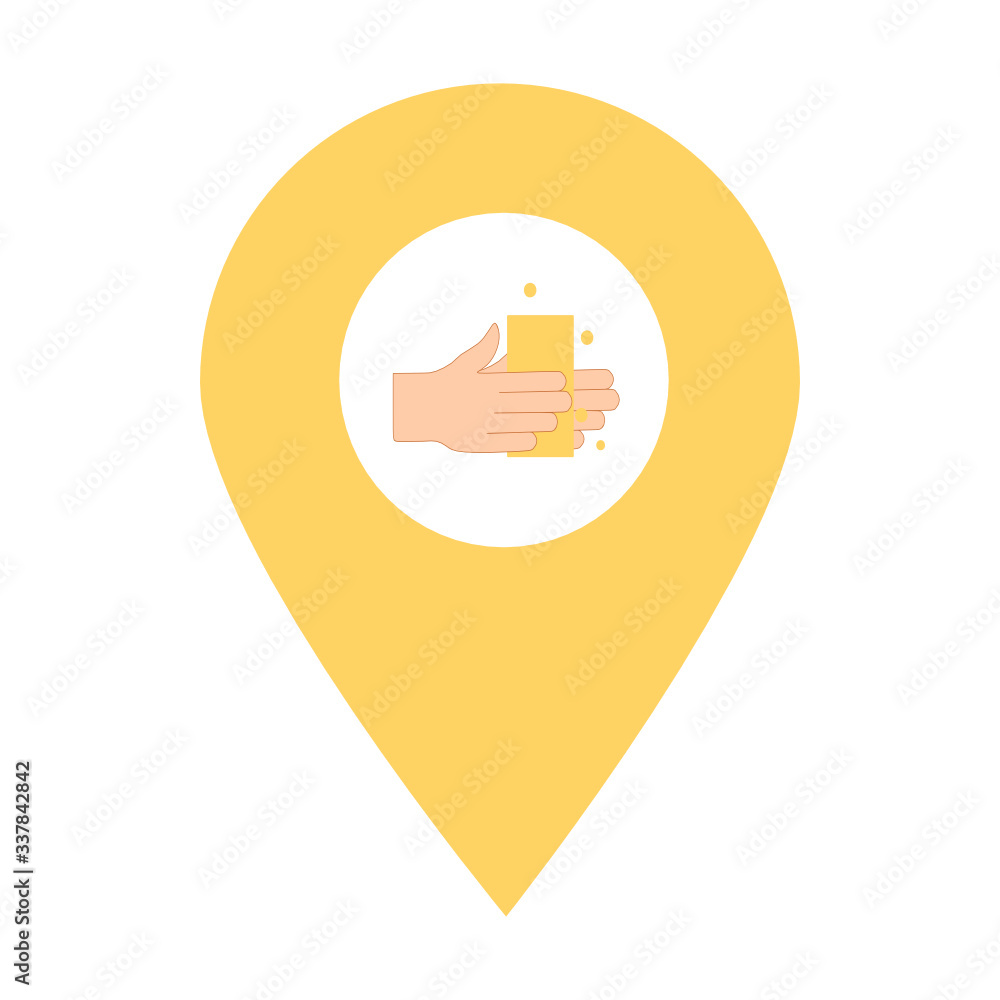 Poster washing hands location map pin pointer icon. element of map point for mobile concept and web apps. i