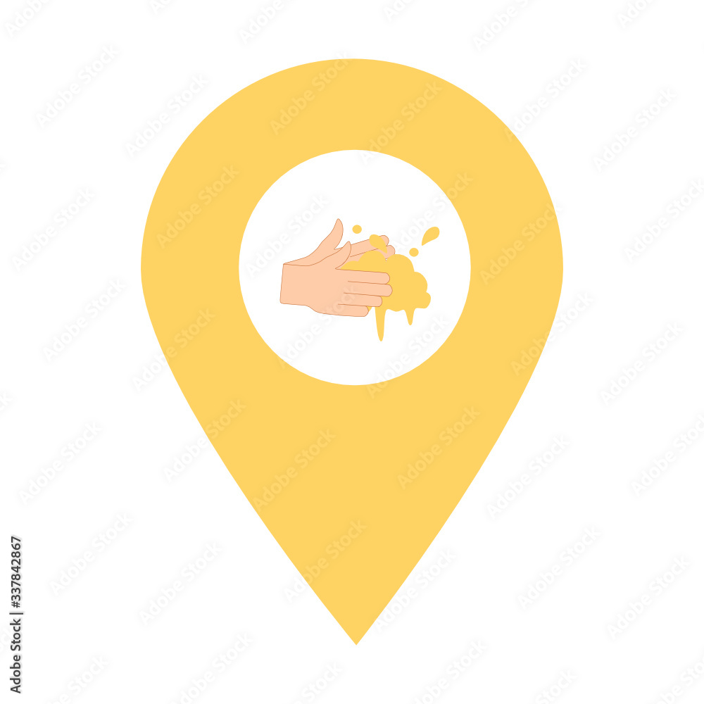 Poster washing hands location map pin pointer icon. element of map point for mobile concept and web apps. i