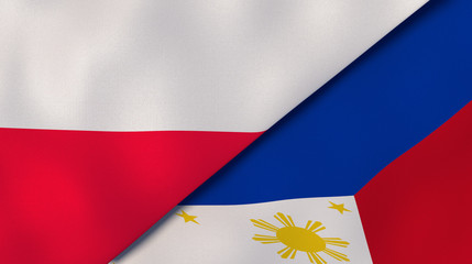 The flags of Poland and Philippines. News, reportage, business background. 3d illustration