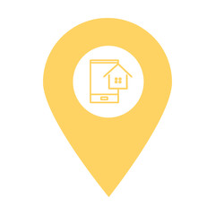 Digital technology store location map pin pointer icon. Element of map point for mobile concept and web apps. Icon for website design and app development. Premium smart mobile device store icon sign