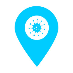 Coronavirus location map pin pointer icon. Element of map point for mobile concept and web apps. Icon for website design and app development. Premium virus icon sign