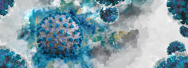 Coronavirus Covid-19 banner artistic illustration - obrazy, fototapety, plakaty