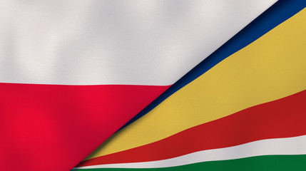 The flags of Poland and Seychelles. News, reportage, business background. 3d illustration