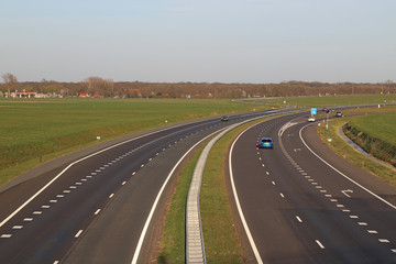 Fototapeta premium Evening motor Traffic on the A7 Motorway highway