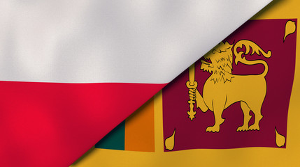The flags of Poland and Sri Lanka. News, reportage, business background. 3d illustration
