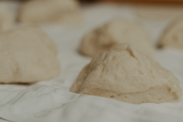 Muslim woman in isolation making bread for meal during holy month Ramadan