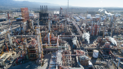 Naklejka premium Aerial view oil refinery, refinery plant, refinery factory