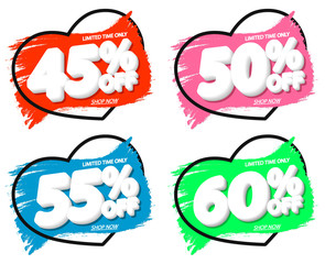 Set Sale tags, discount banners design template, app icons, vector illustration