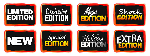 Set banners design template, promo tags, vector illustration