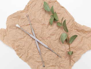 metal stick for ear cleaning, mimikaki. Reusable ear stick, eco plastic-free bathroom