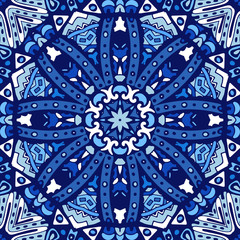 Tiled ethnic pattern for fabric. Abstract geometric mosaic vintage seamless pattern ornamental.