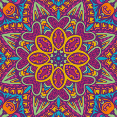 Fototapeta na wymiar Abstract mandala vector seamless pattern floral design colorful ornament stylish element