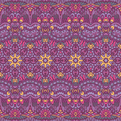 Vector seamless pattern ethnic tribal geometric psychedelic colorful print