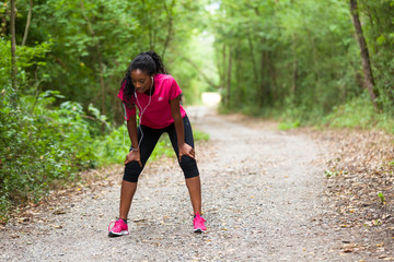 African american woman jogger portrait  - Fitness, people and healthy lifestyle