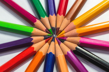 Color pencils on the light background