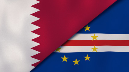 The flags of Qatar and Cape Verde. News, reportage, business background. 3d illustration