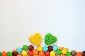 fresh fruits and vegetables on white background