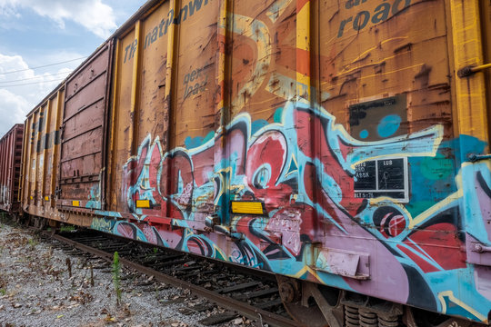 graffiti on old train car