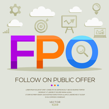  FPO mean (follow on public offer) ,letters and icons,Vector illustration.