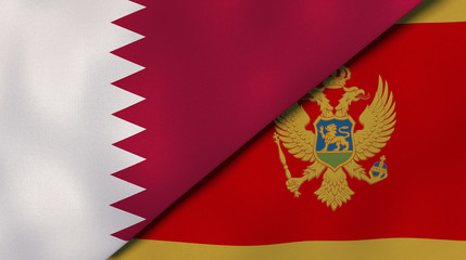 The flags of Qatar and Montenegro. News, reportage, business background. 3d illustration