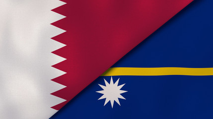 The flags of Qatar and Nauru. News, reportage, business background. 3d illustration