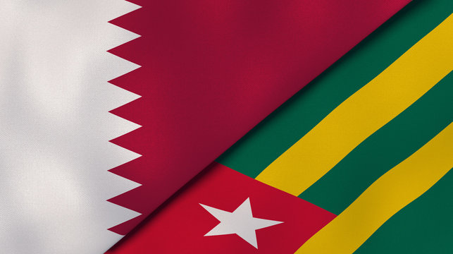 The flags of Qatar and Togo. News, reportage, business background. 3d illustration