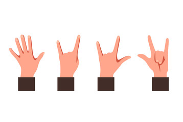 Rock horn arm hand isolated set collection. Vector flat cartoon graphic design illustration