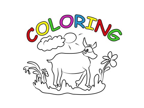 Goat with medical masked hand drawing coloring book. Quarantine and isolation. Modern doodle contour illustration black