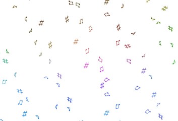 Light Multicolor, Rainbow vector texture with musical notes.