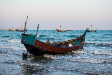 Fototapeta na wymiar Boat inshore of Bay of Bengal