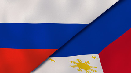 The flags of Russia and Philippines. News, reportage, business background. 3d illustration