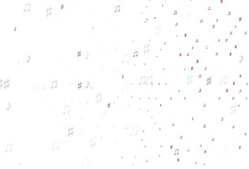 Light Red vector backdrop with music notes.