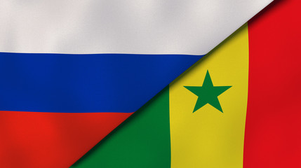 The flags of Russia and Senegal. News, reportage, business background. 3d illustration © Maksym Kapliuk
