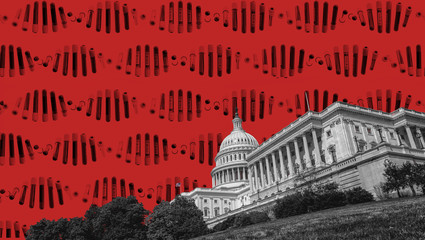 United States Capitol building, abstract COVID-19 vaccine concept, USA coronavirus pandemic response concept, Washington DC, USA, 3d illustration